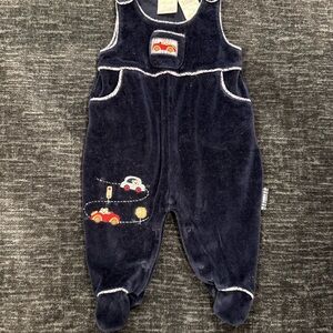 Charming Navy Jumpsuit with Car Embroidery